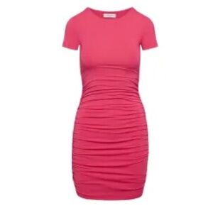 Aritzia Babaton Contour Ruched Mini Dress Pink sz S